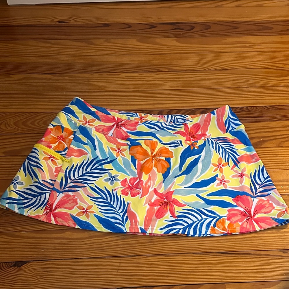 Sunsets tropical print swim skirt, size small sunsets swim skort, tropical swim